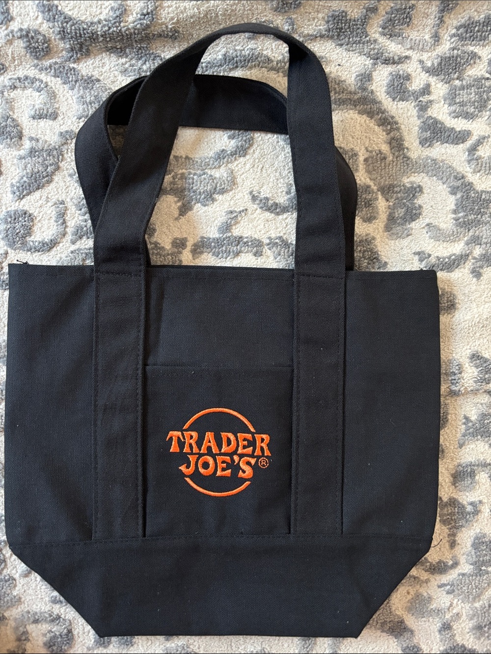 Trader Joe's Black Canvas Tote with Orange Logo